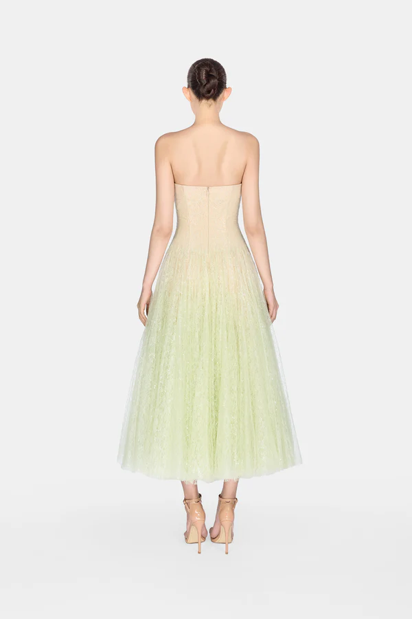 Montsand Draped Lace Midi Dress-Mint