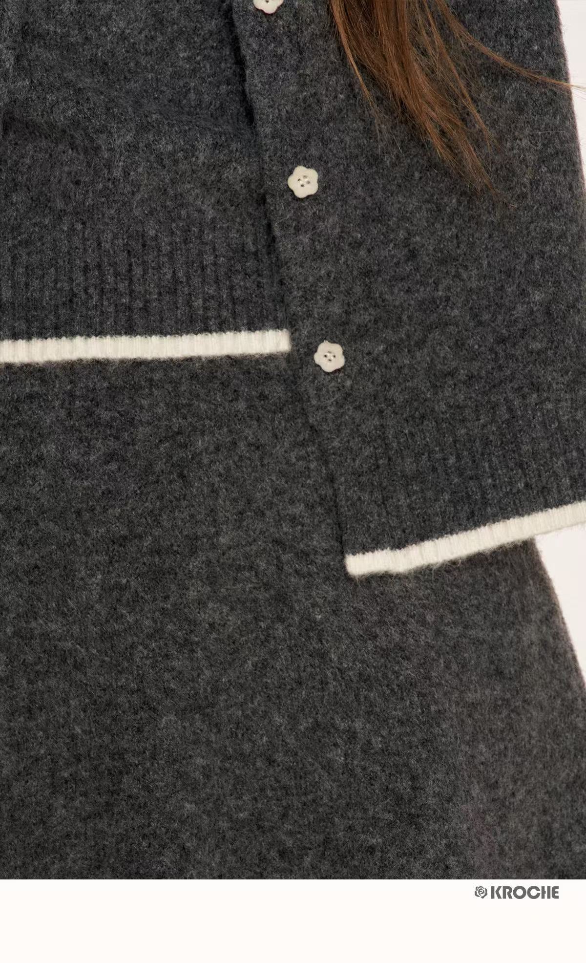 Kroche Wool blend knit three piece set