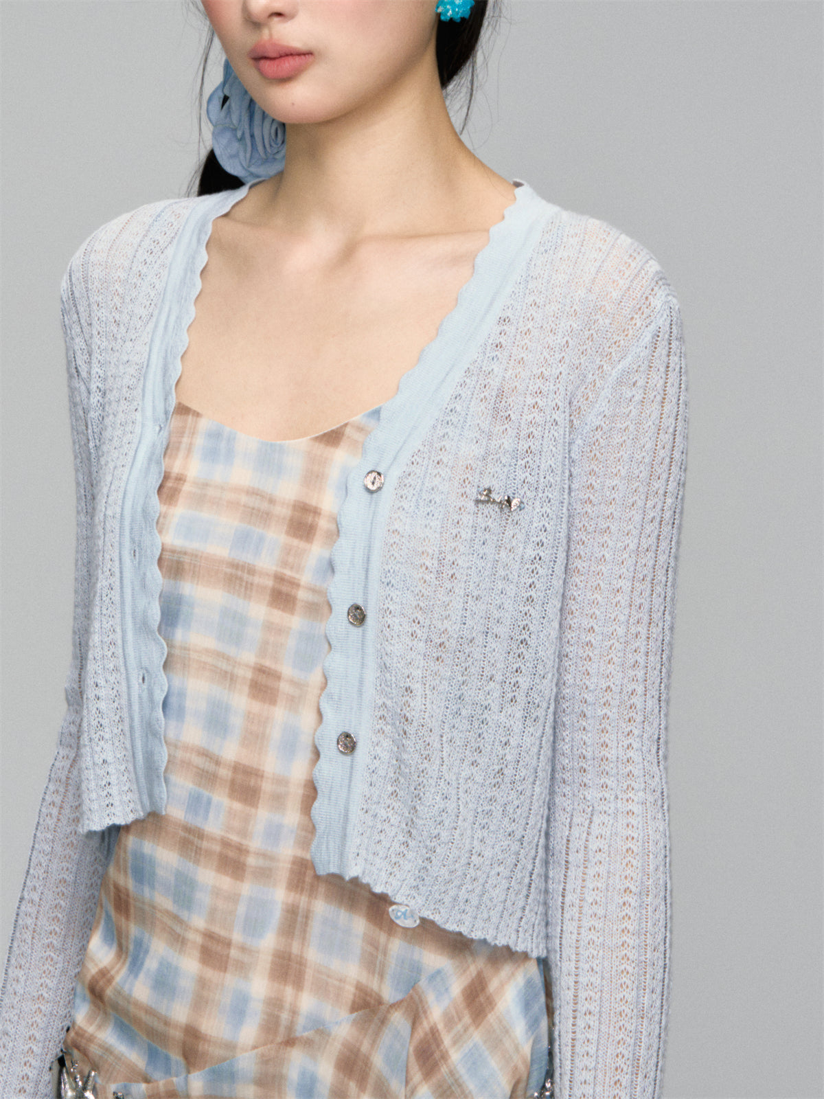 AsGony ASG25179 Lace sunscreen knitted cardigan (3color)