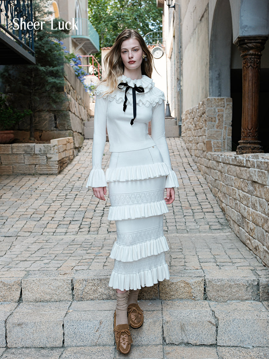 SHEERLUCK SLTZ25502 Vintage lace ruffle edge set