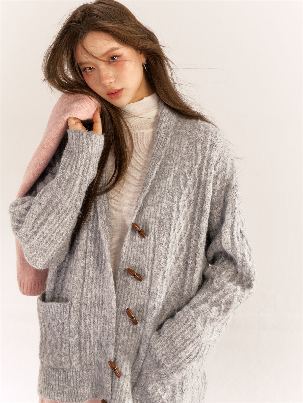 AsGony ASG24529 Hoodie Cardigan(2color)