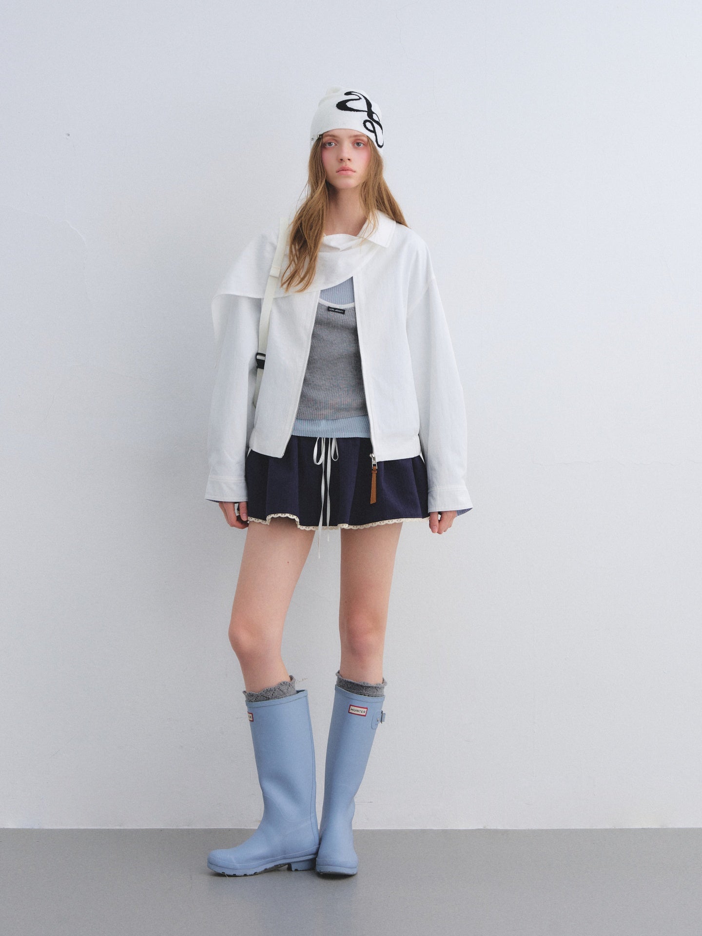 AsGony ASG25674 Detachable swing collar shawl flight jacket