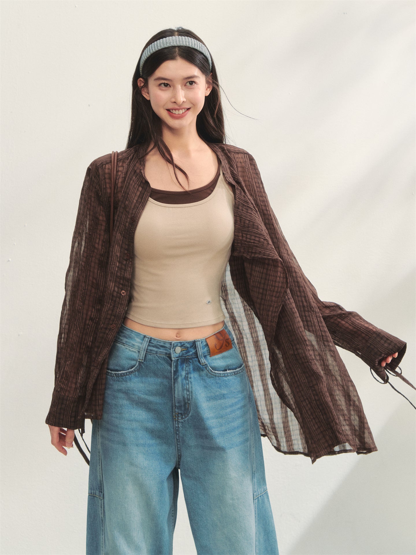 AsGony ASG25285 Irregular texture sunscreen shirt (2color)