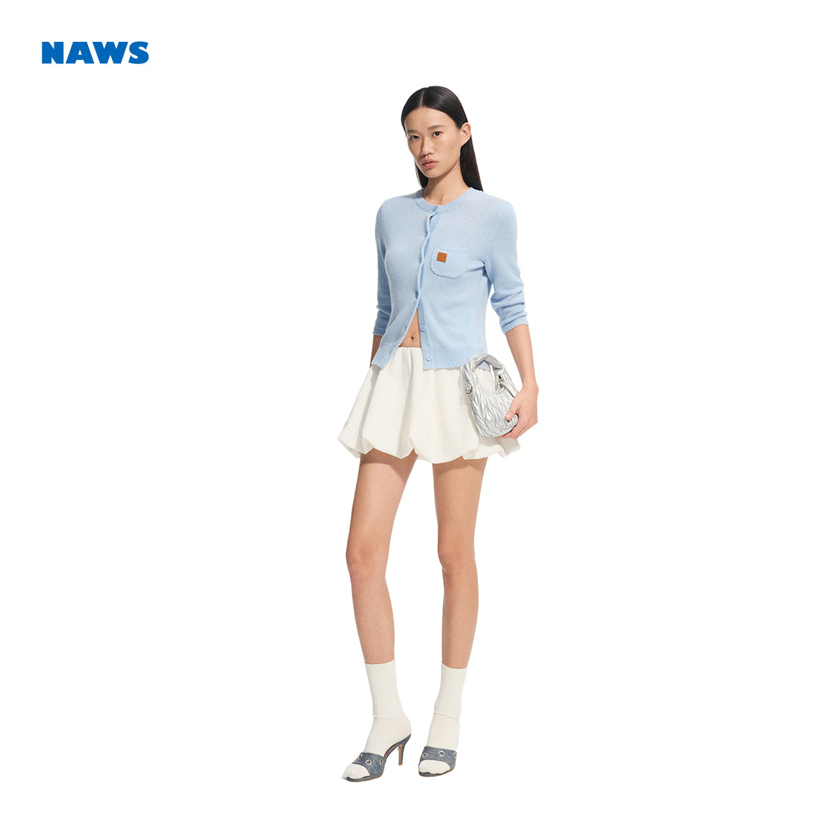 NAWS MY050325 Cloud wrapped mid sleeve knitted cardigan