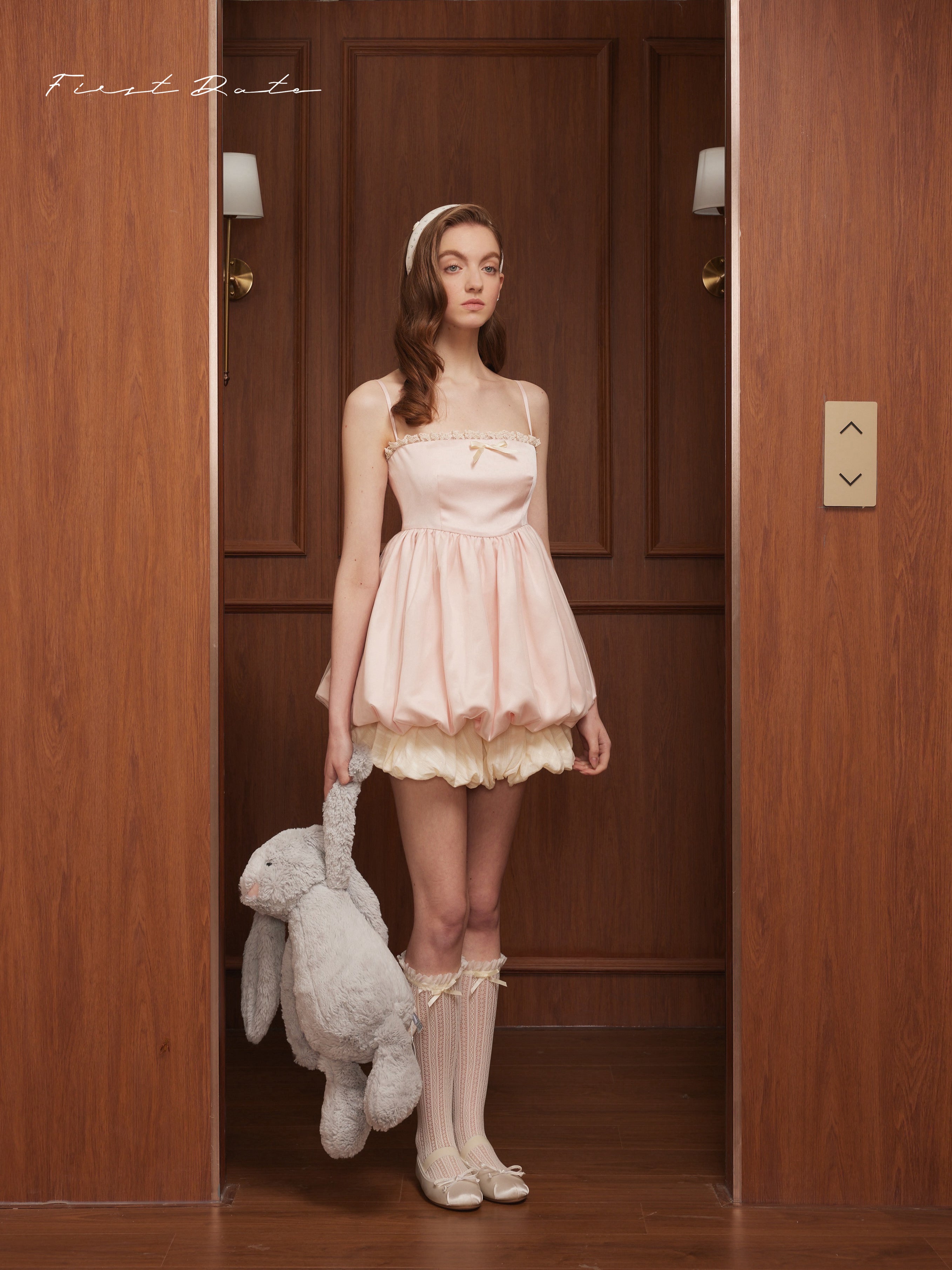 First Date Strawberry camisole puffy dress