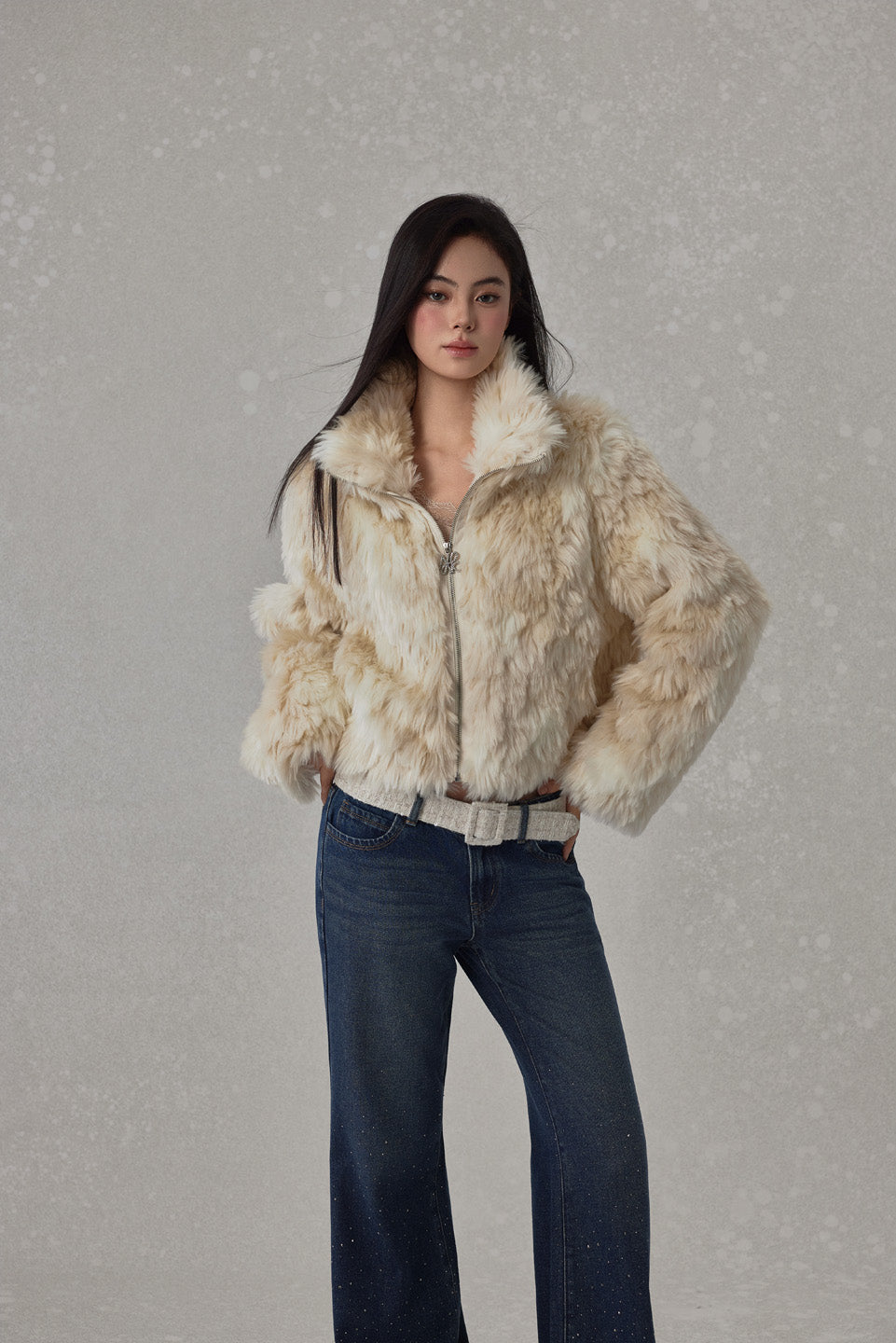 NONCESTNON N274 Zipper lapel fur
