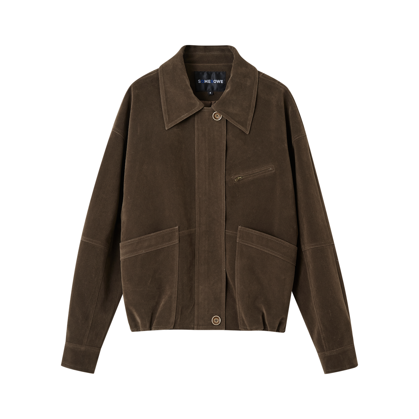 SOMESOWE S2508244 Flip collar velvet matte suede silhouette jacket