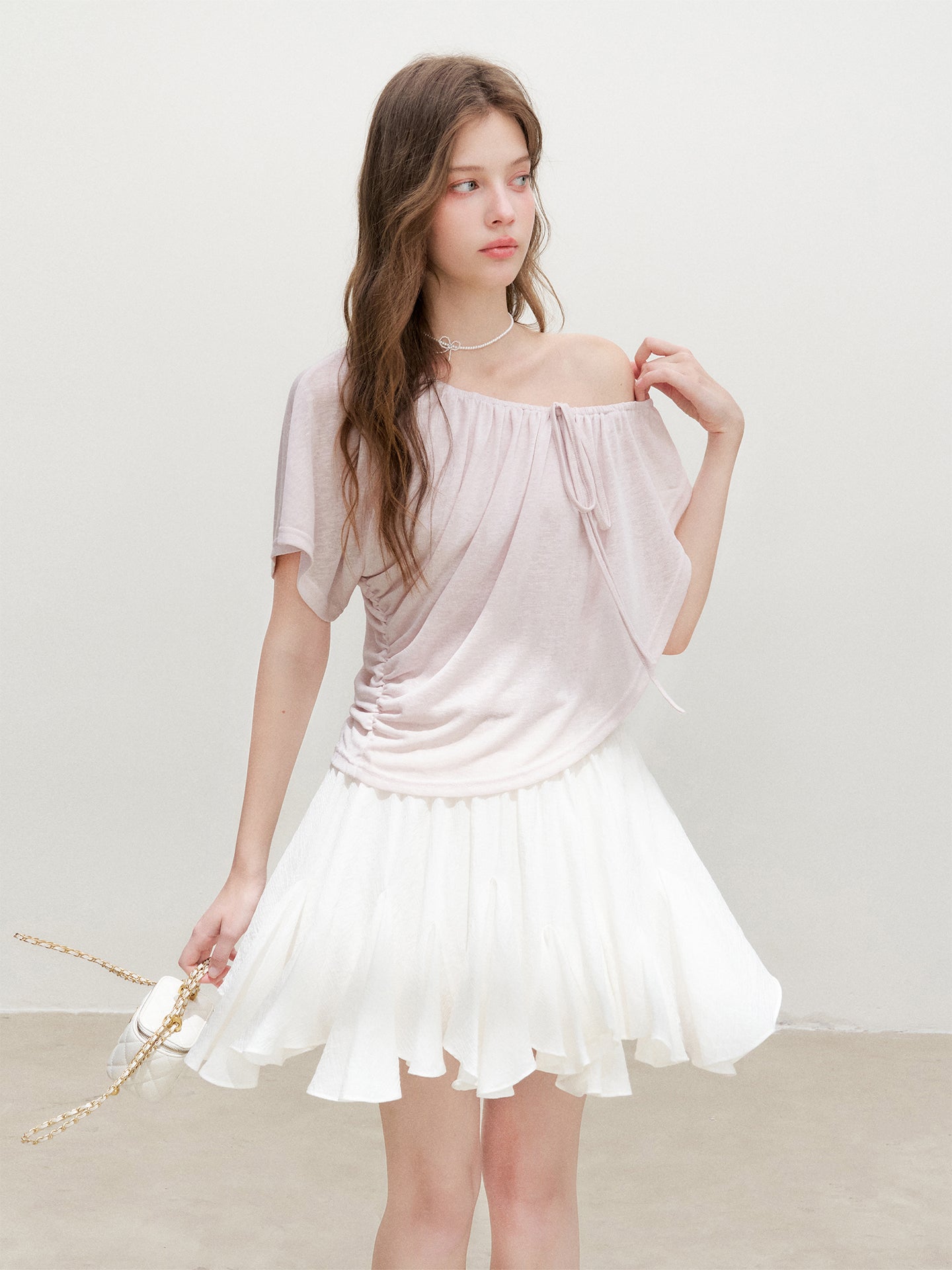 16DEWS 16D26371 Lyocell Asymmetric Faux Two-Piece Top
