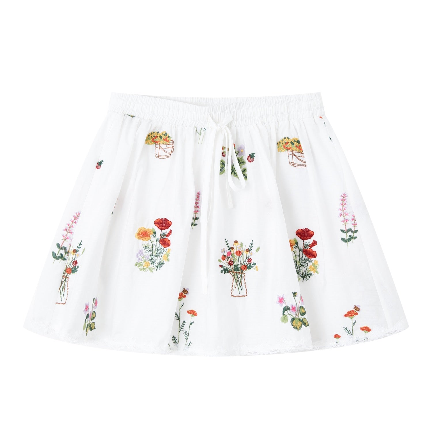 SOMESOWE S2609059&S2609060 Flower embroidery lace patchwork shirt + skirt