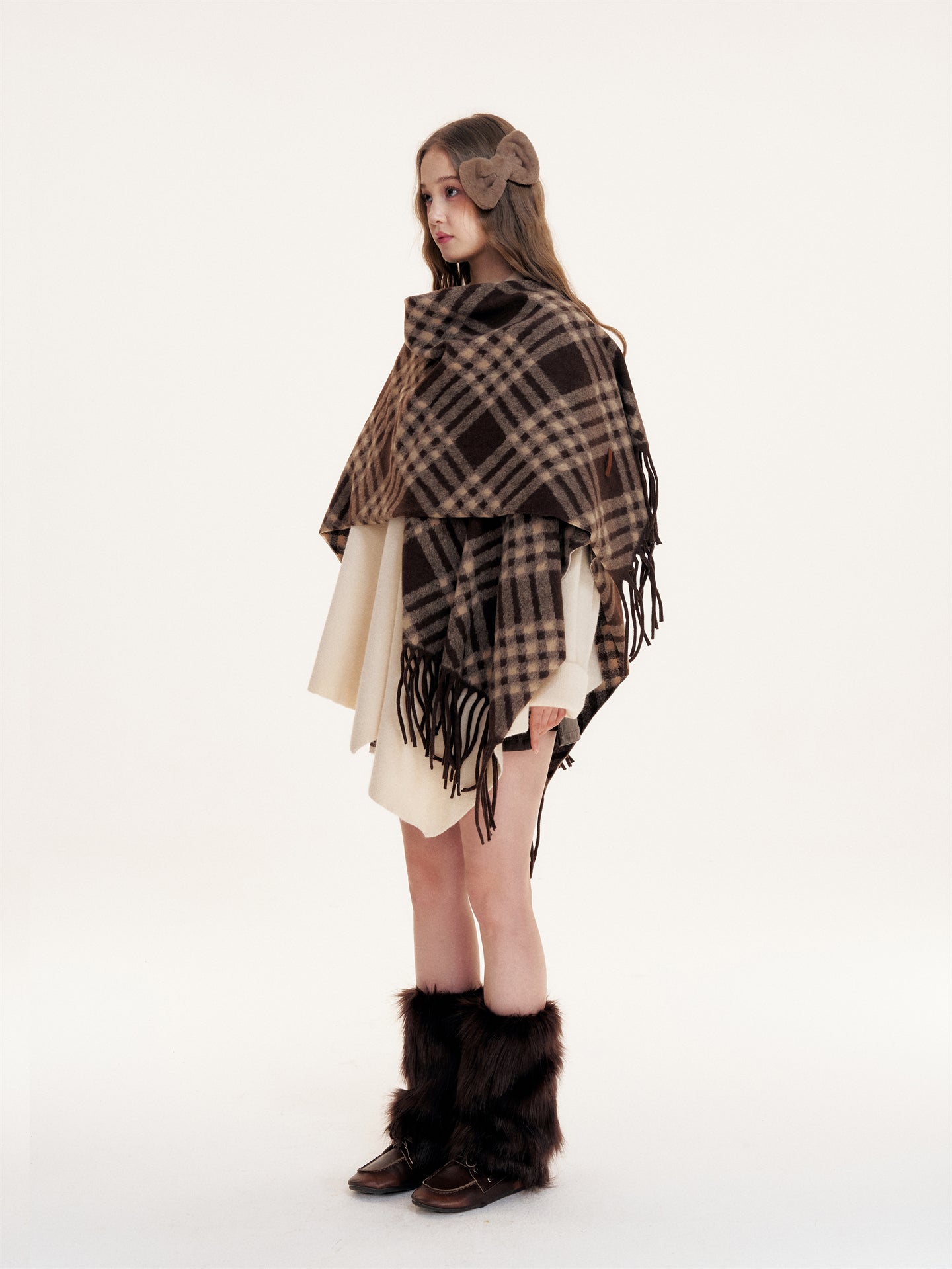 16DEWS 16D25419 Long plaid shawl