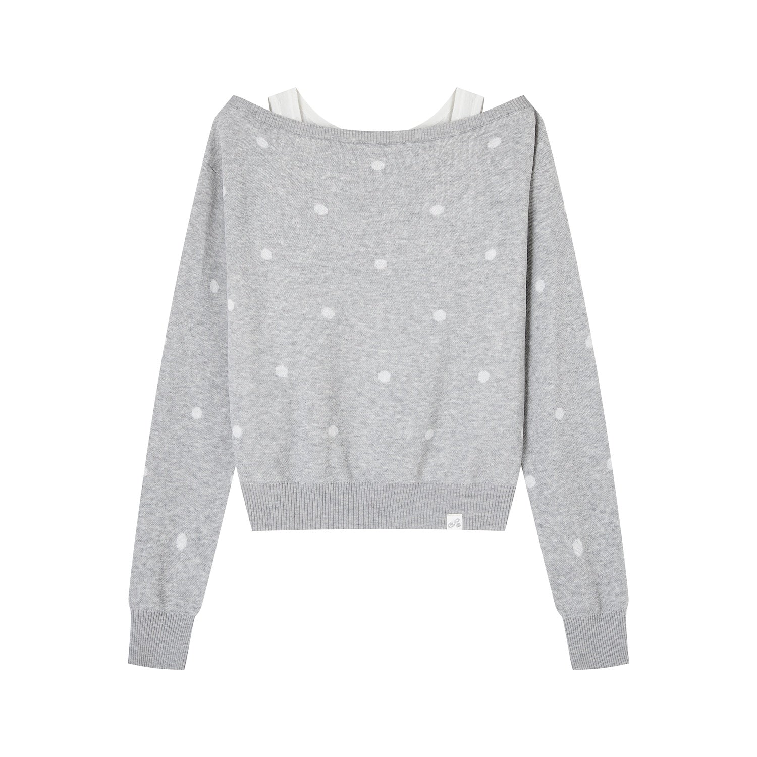 SOMESOWE S2509024 One shoulder polka dot fake two sweaters