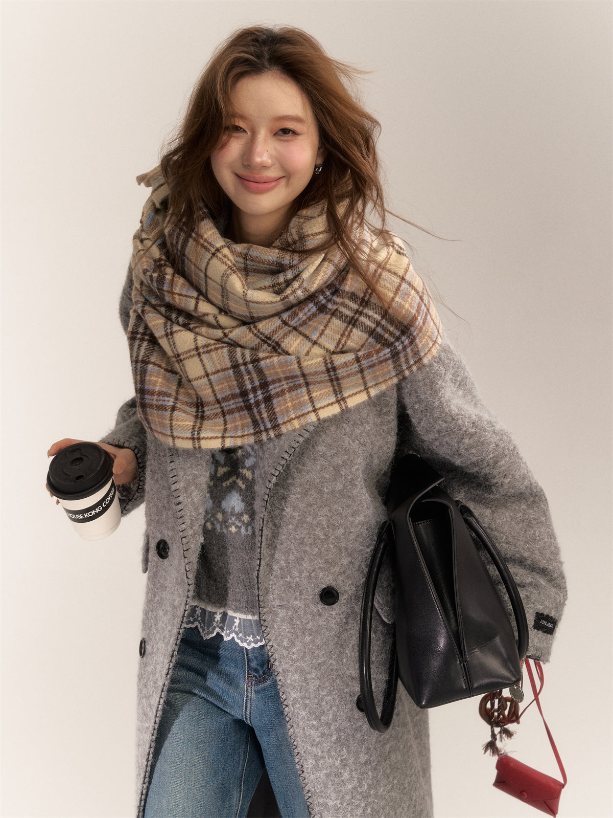 AsGony ASG24652 Soft plaid scarf