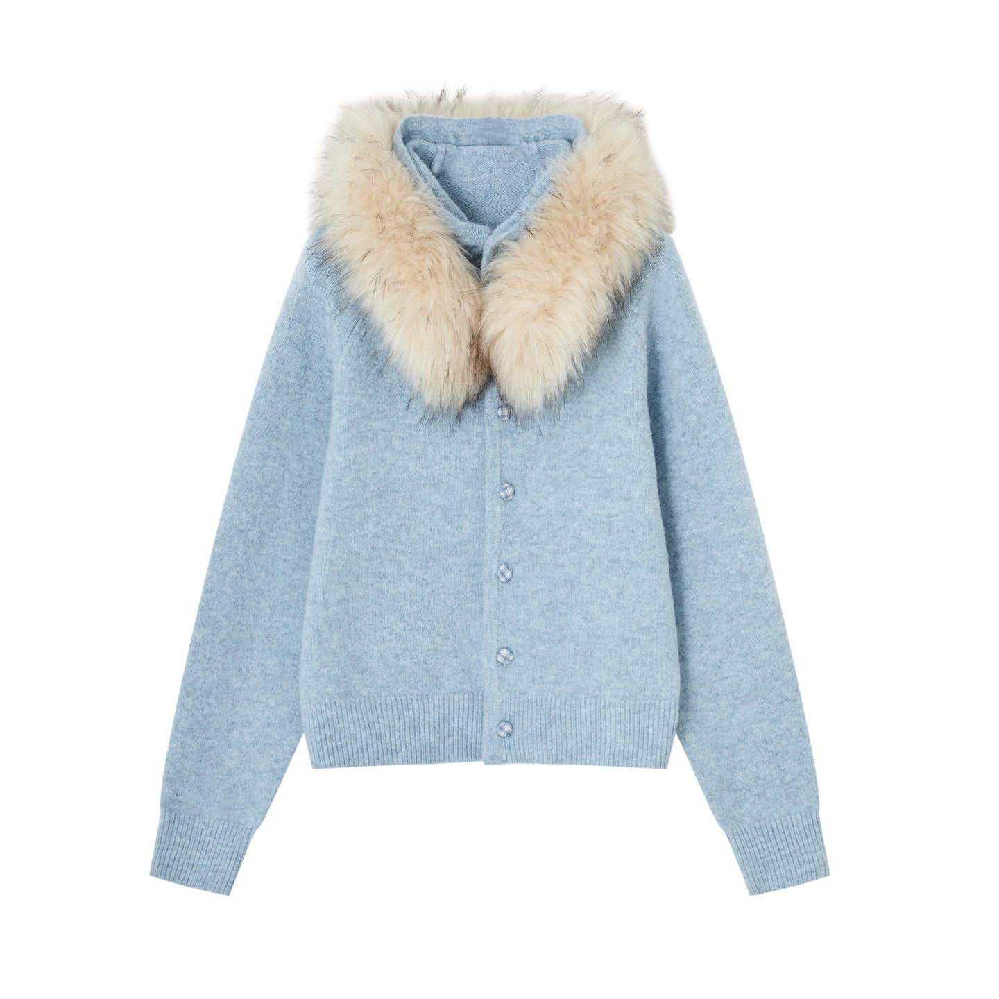 SOMESOWE S2508279 Detachable wool collar cowhide hooded cardigan