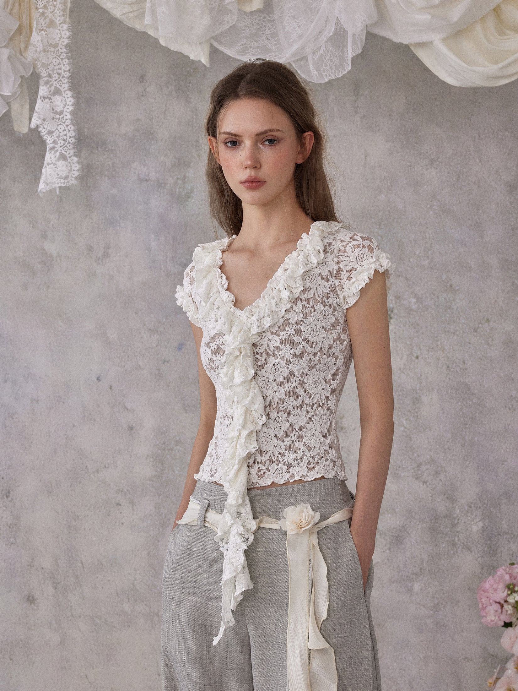 NOMEANSNO N182 Lace short sleeved top