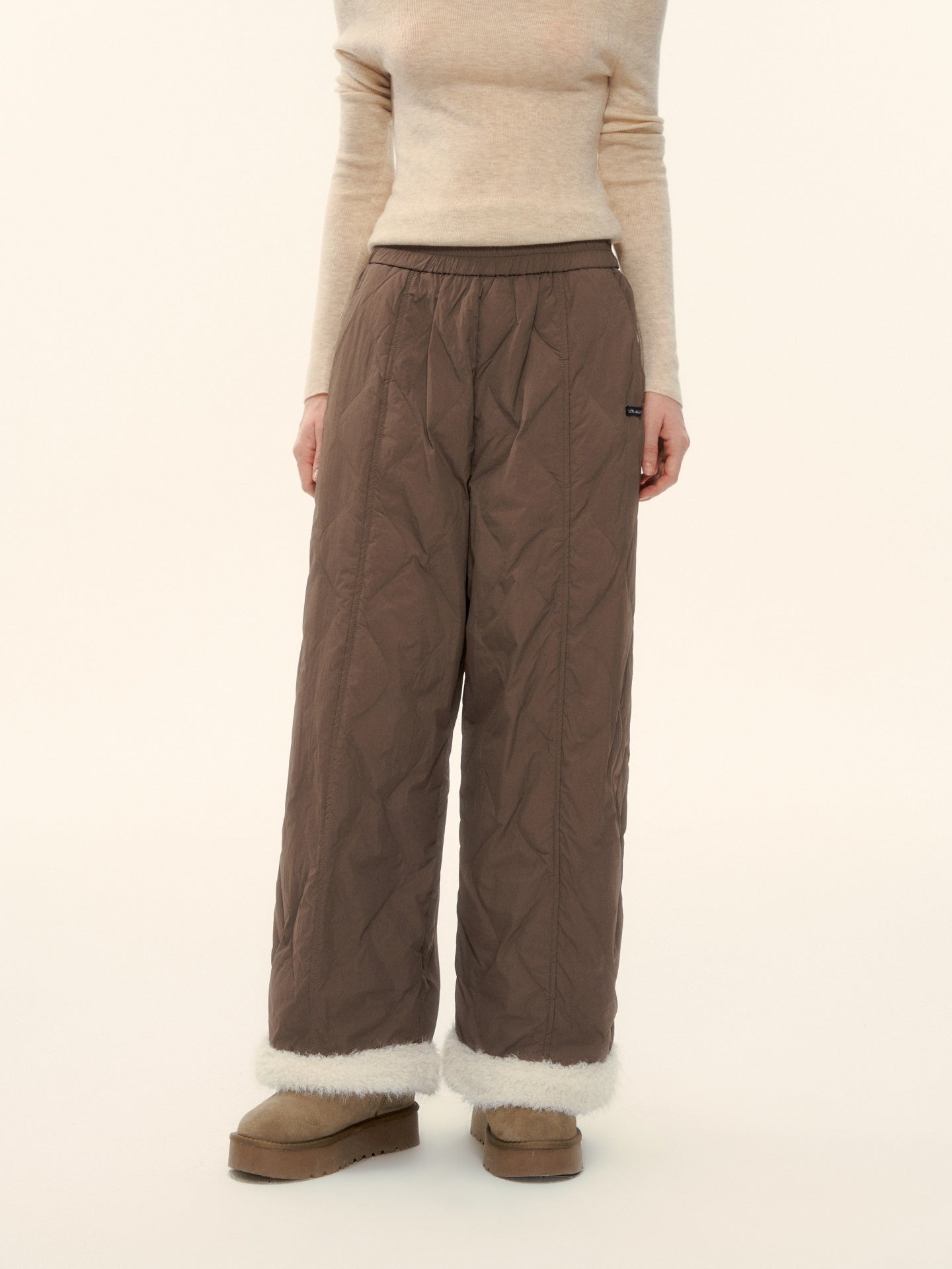 AsGony ASG25614 Edge stitched elastic waist casual pants