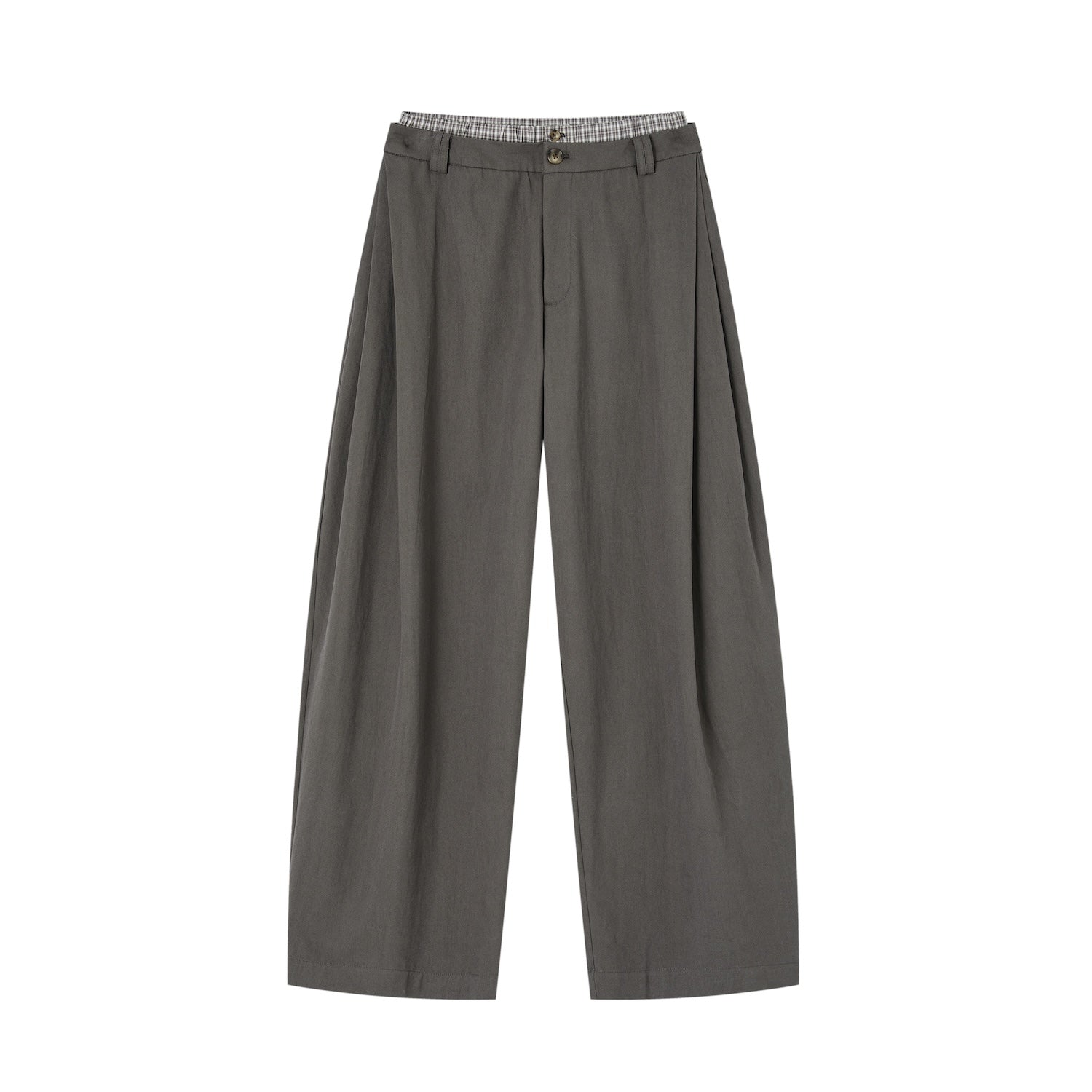 SOMESOWE S2509017 Double waisted diagonal pleated wide leg curved knife pants