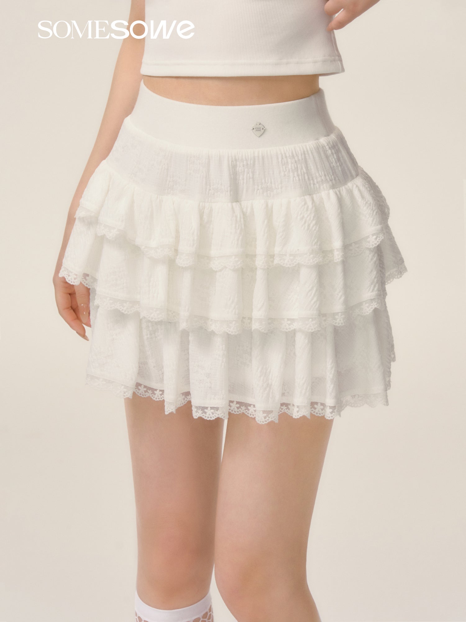 SOMESOWE S2508021 Lace lace fluffy skirt(2color)
