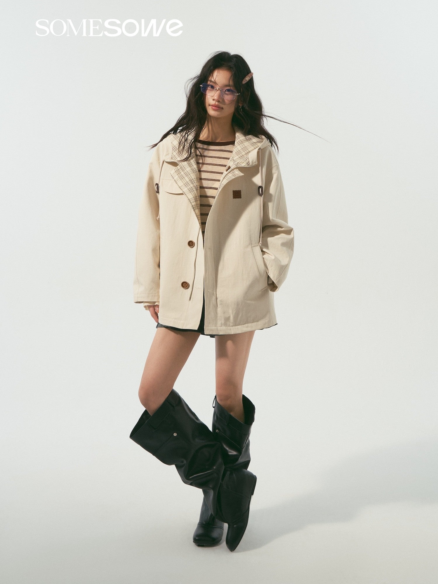 SOMESOWE S2508334 Double sided hooded jacket