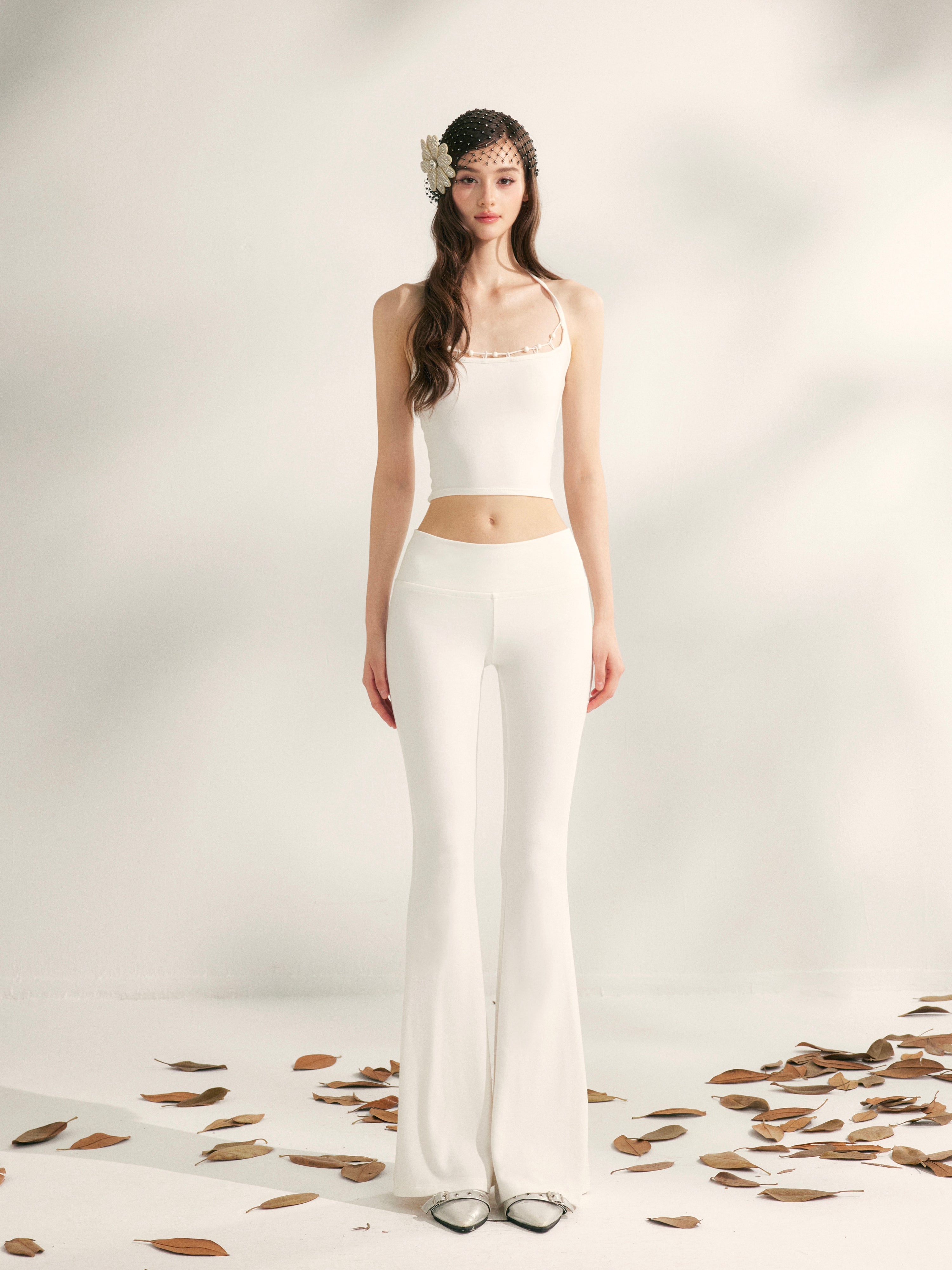YZZI HE Beaded knit camisole + yoga pants set