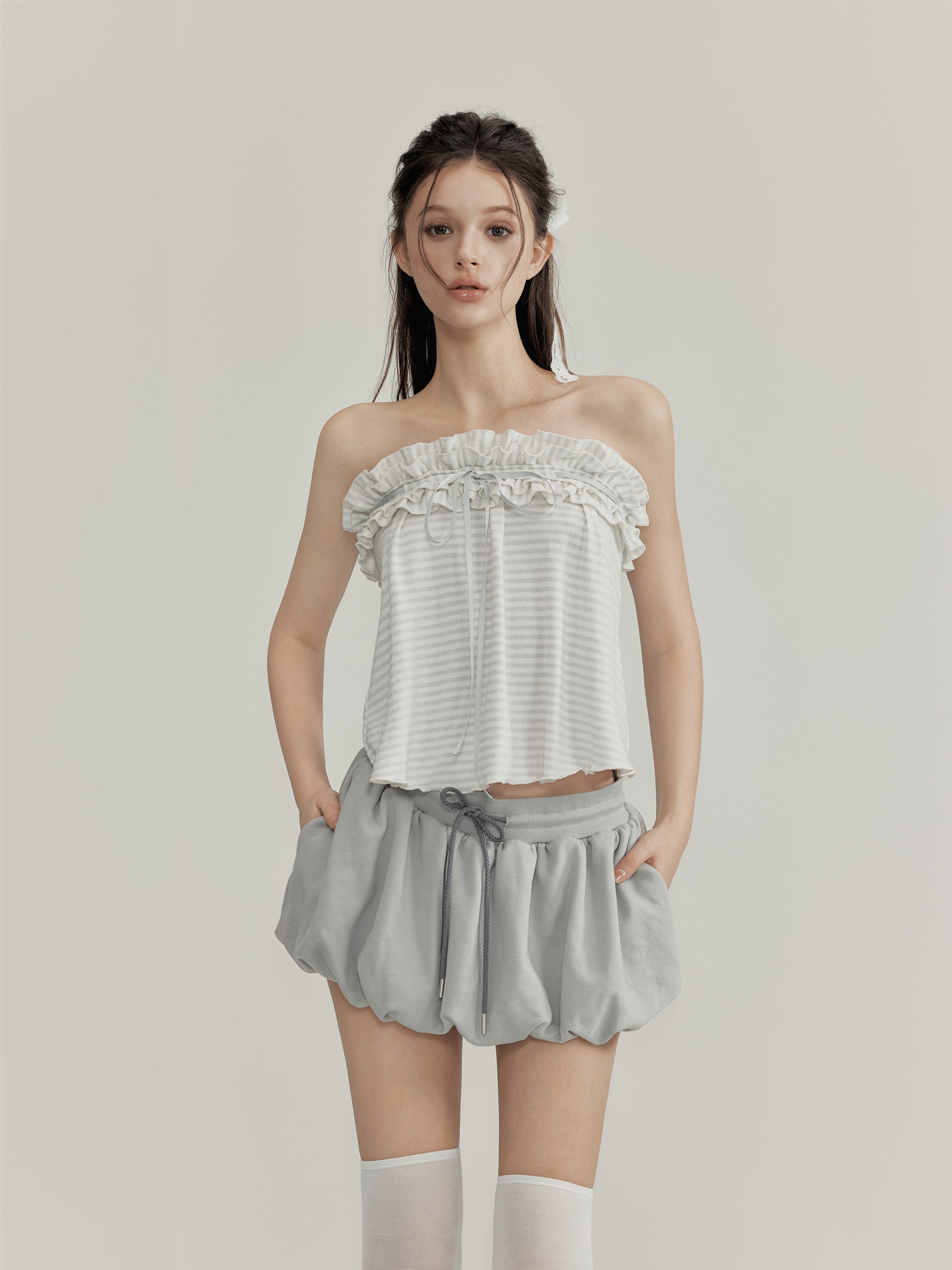 NOMEANSNO N108 Striped lace strapless