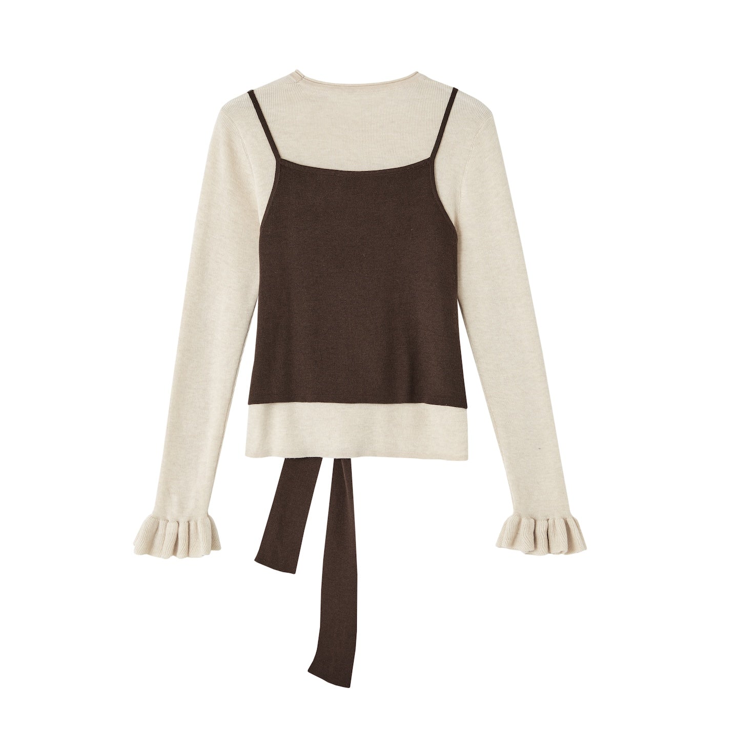 SOMESOWE S2508249 Fake two piece contrasting round neck sweater