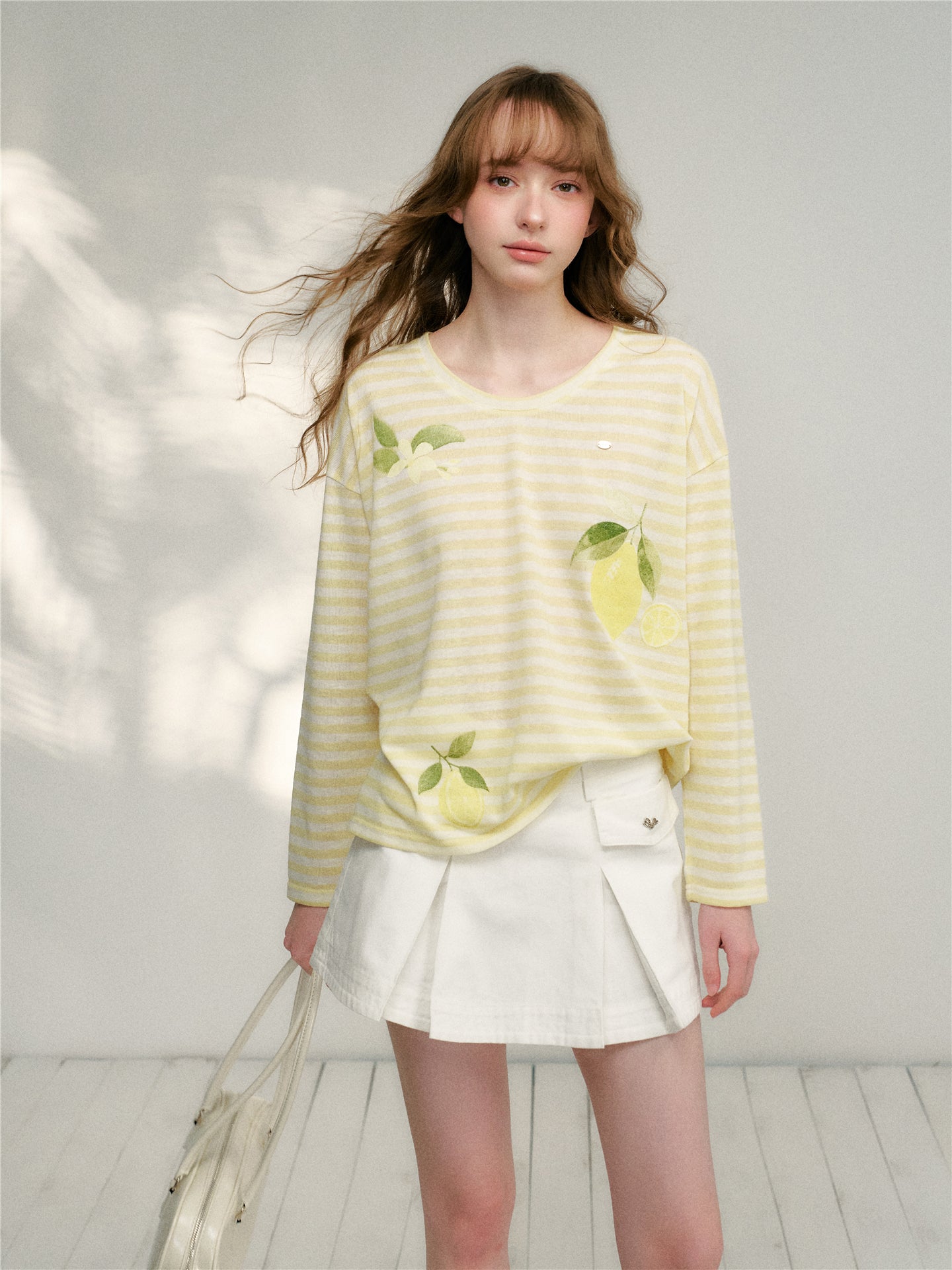 16DEWS 16D26126 Lazy loose striped long sleeved T-shirt