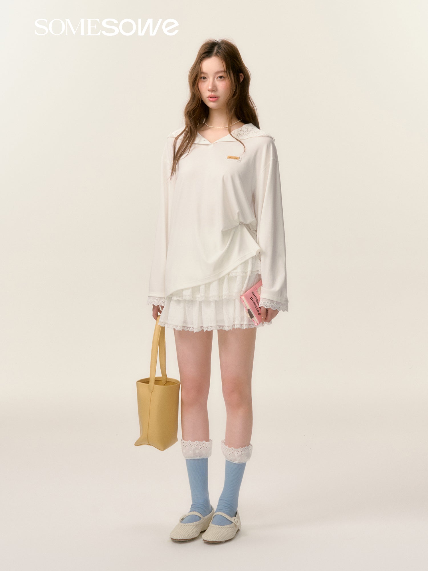 SOMESOWE S2508035 Lace patchwork hooded sunscreen top(2color)