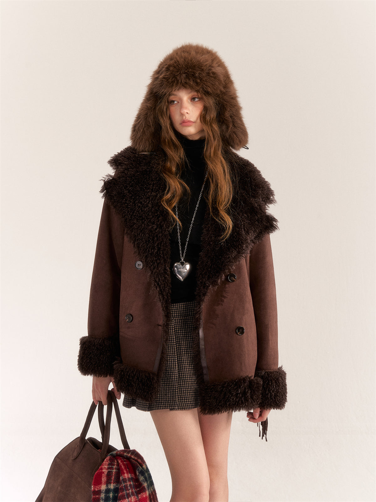 AsGony ASG24530 Suede & Fur Coat(2color)