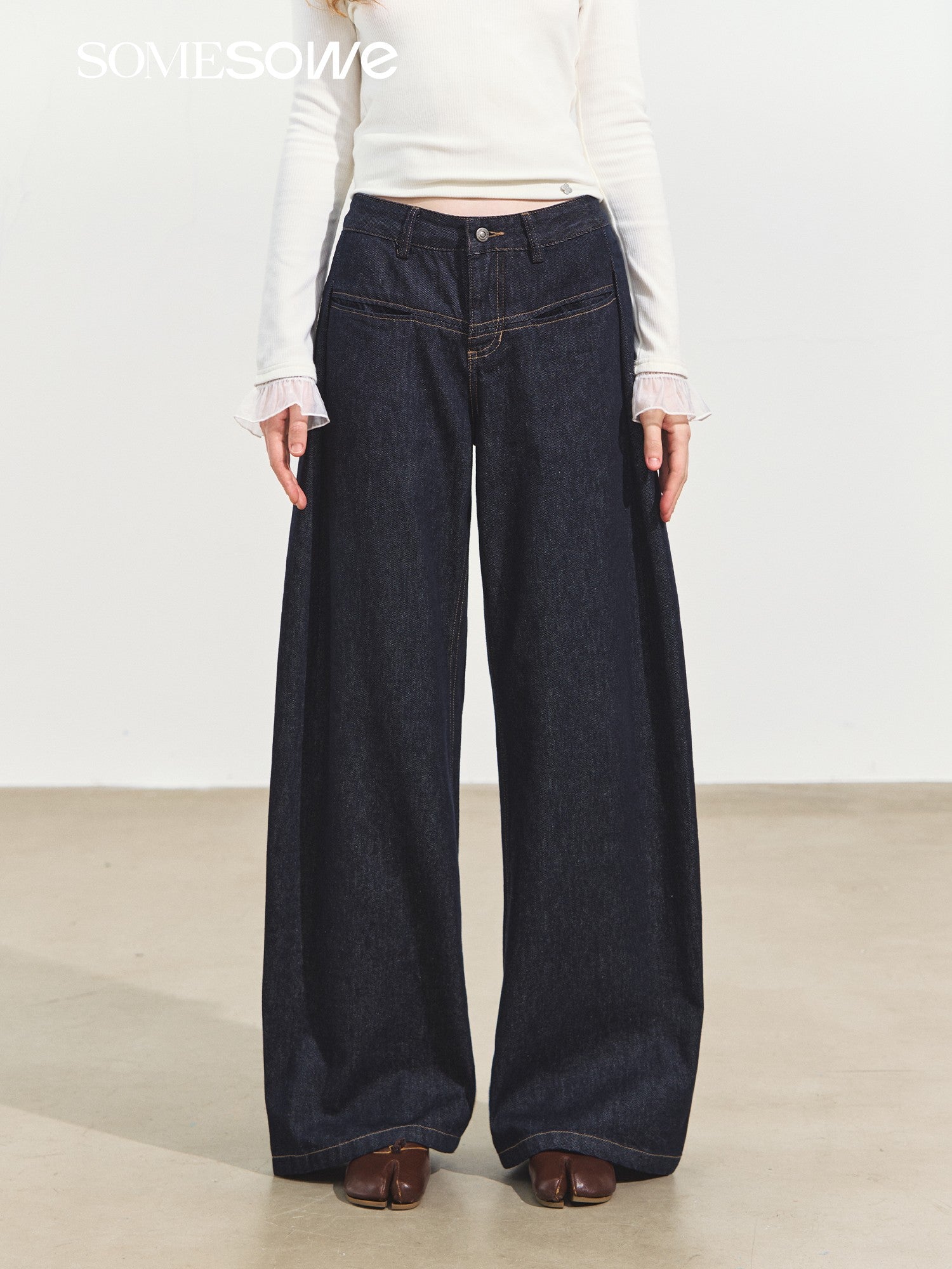SOMESOWE S2508241 Original color denim pleated pants