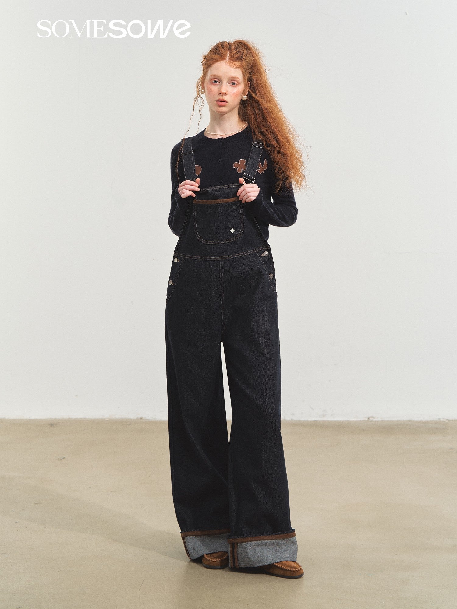 SOMESOWE S2508209 Original color denim flared overalls