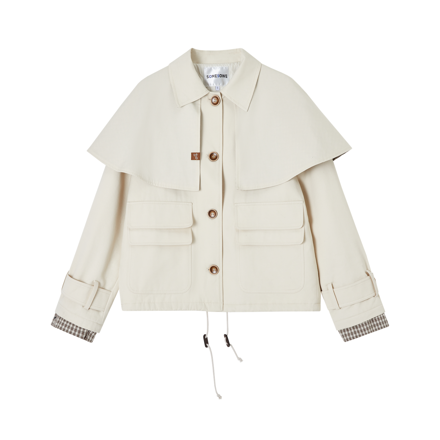 SOMESOWE S2508339 Detachable cape clip cotton jacket