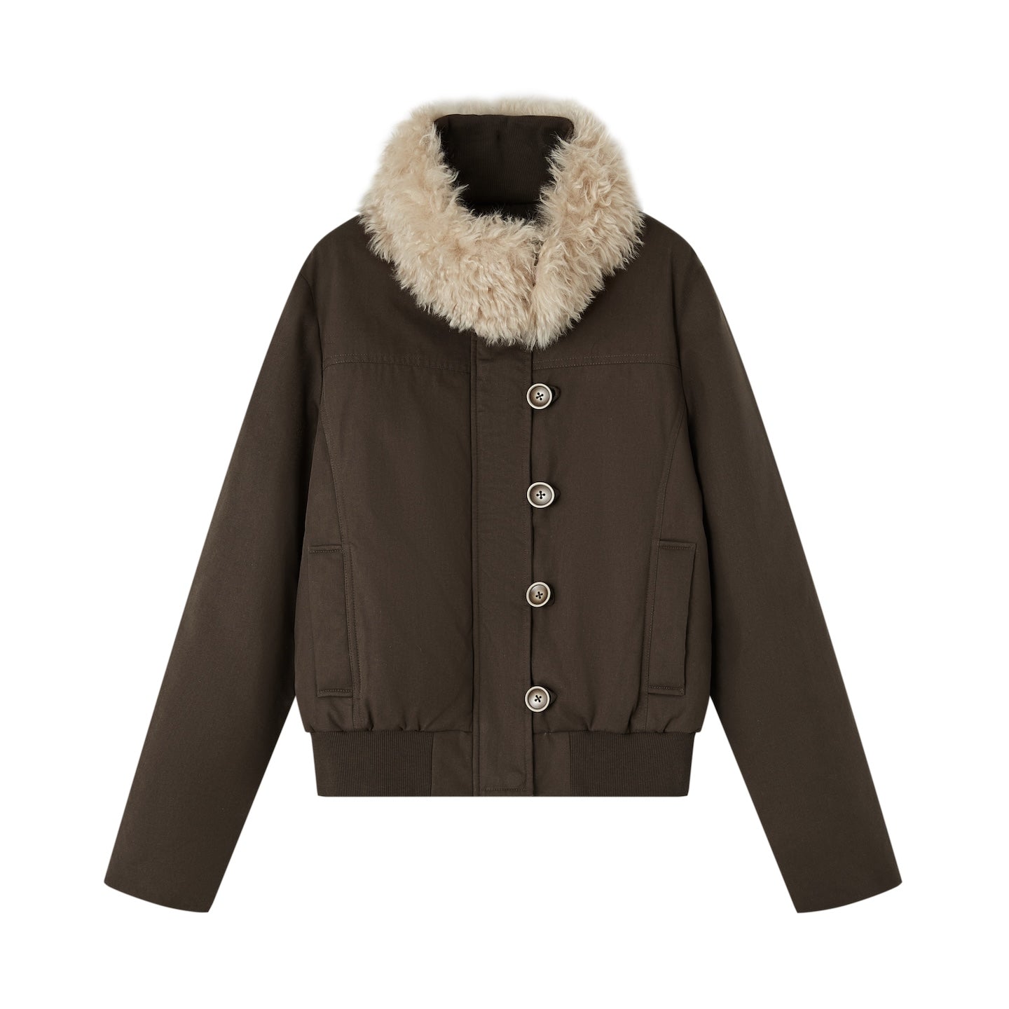 SOMESOWE S2508265 Detachable fur collar slim down jacket