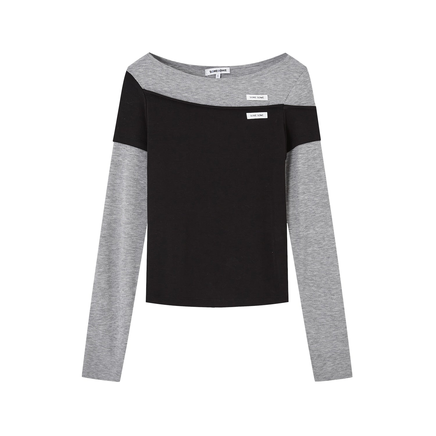 SOMESOWE S2508067 Fake two contrasting knitted tops (2color)