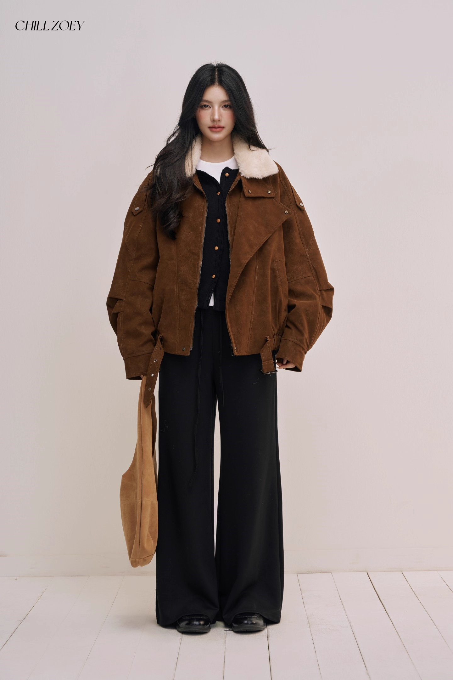 Chill Zoey M690331 Brown-Fur-Collared Jacket