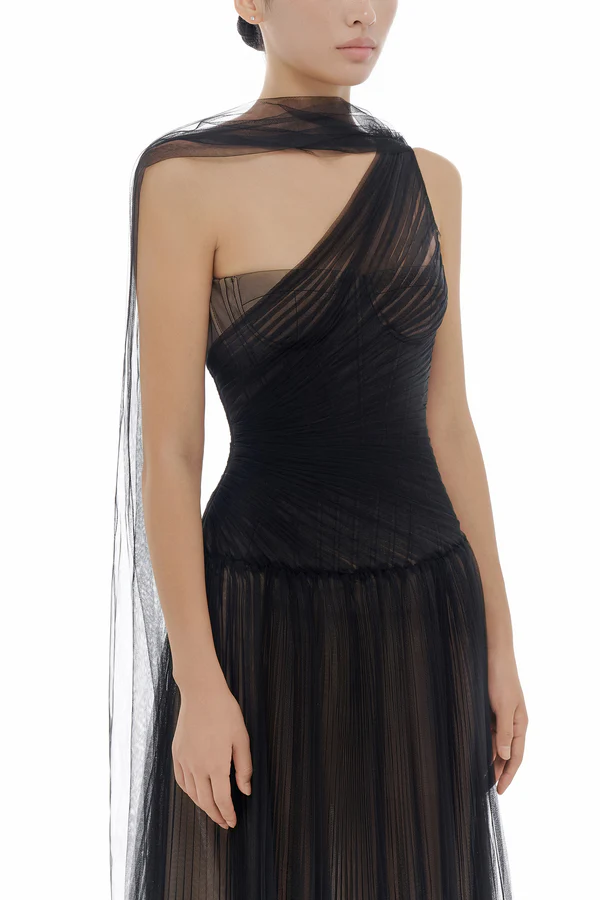 Montsand Draped Maxi Dress-Black