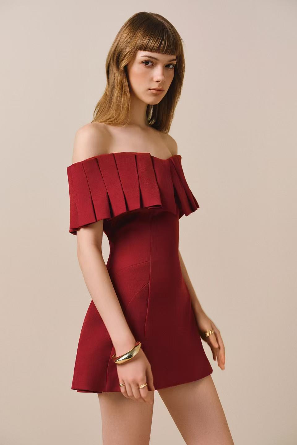 CICI HAZELINA Off-shoulder Mini Dress (2color)