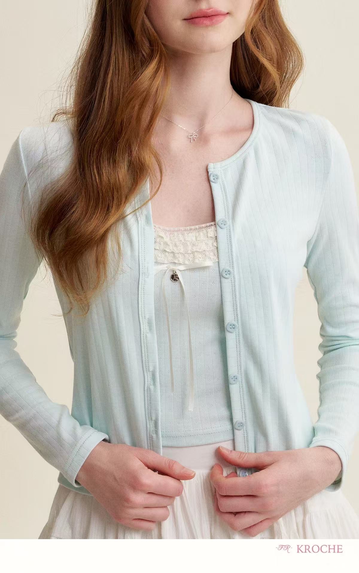 Kroche French style lace suspender + cardigan set