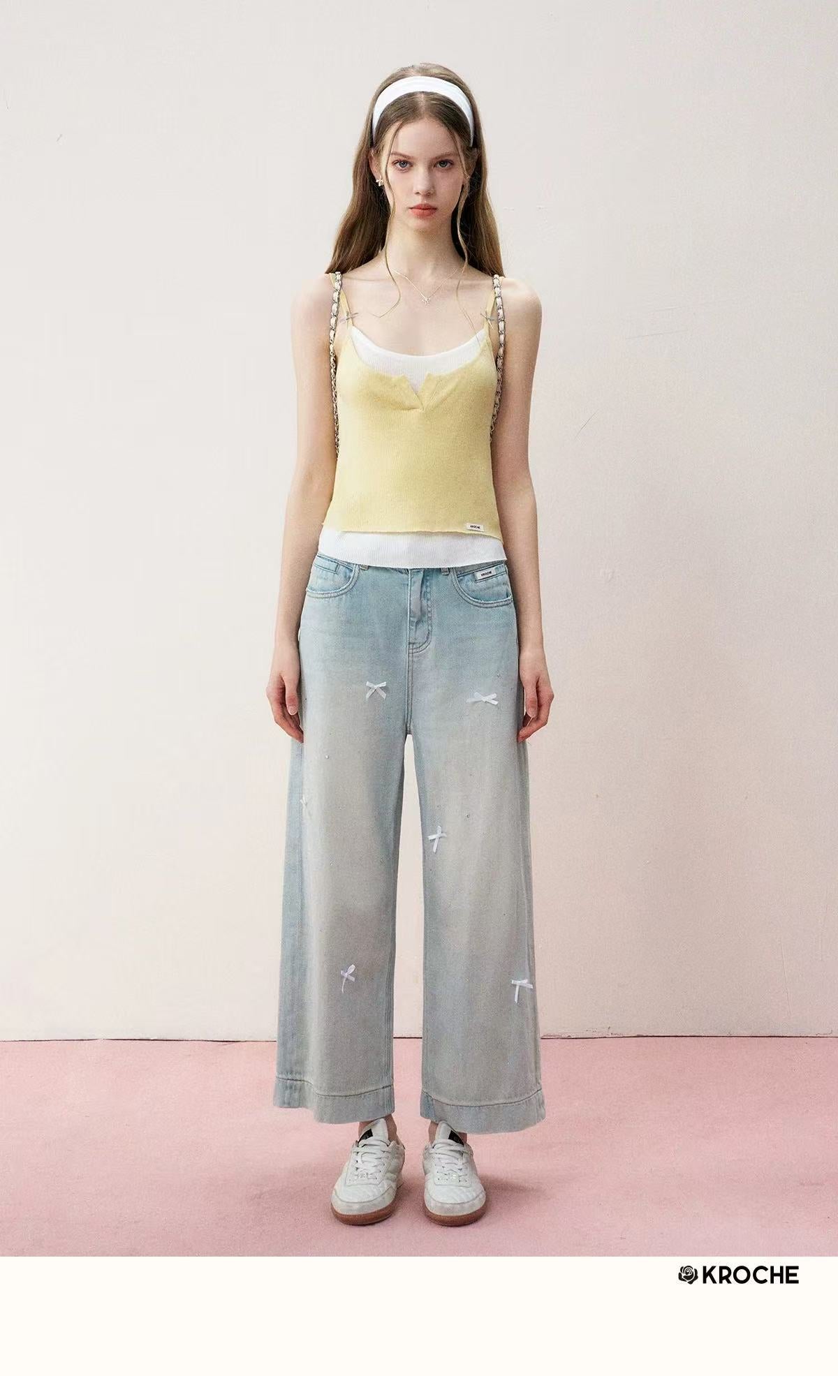 Kroche Bow tie wide leg jeans