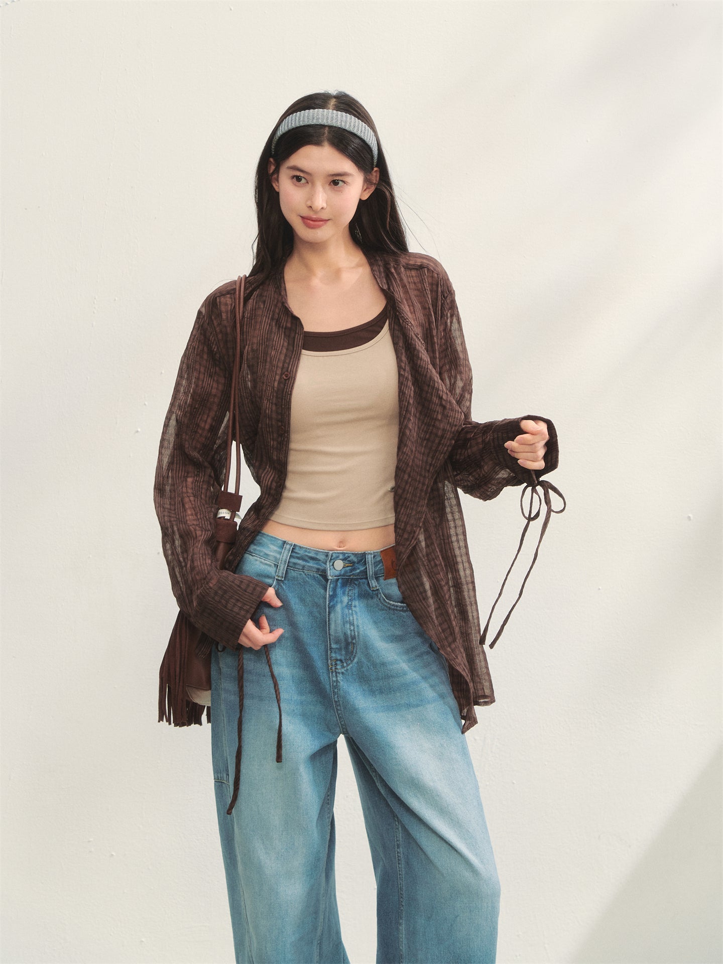 AsGony ASG25285 Irregular texture sunscreen shirt (2color)