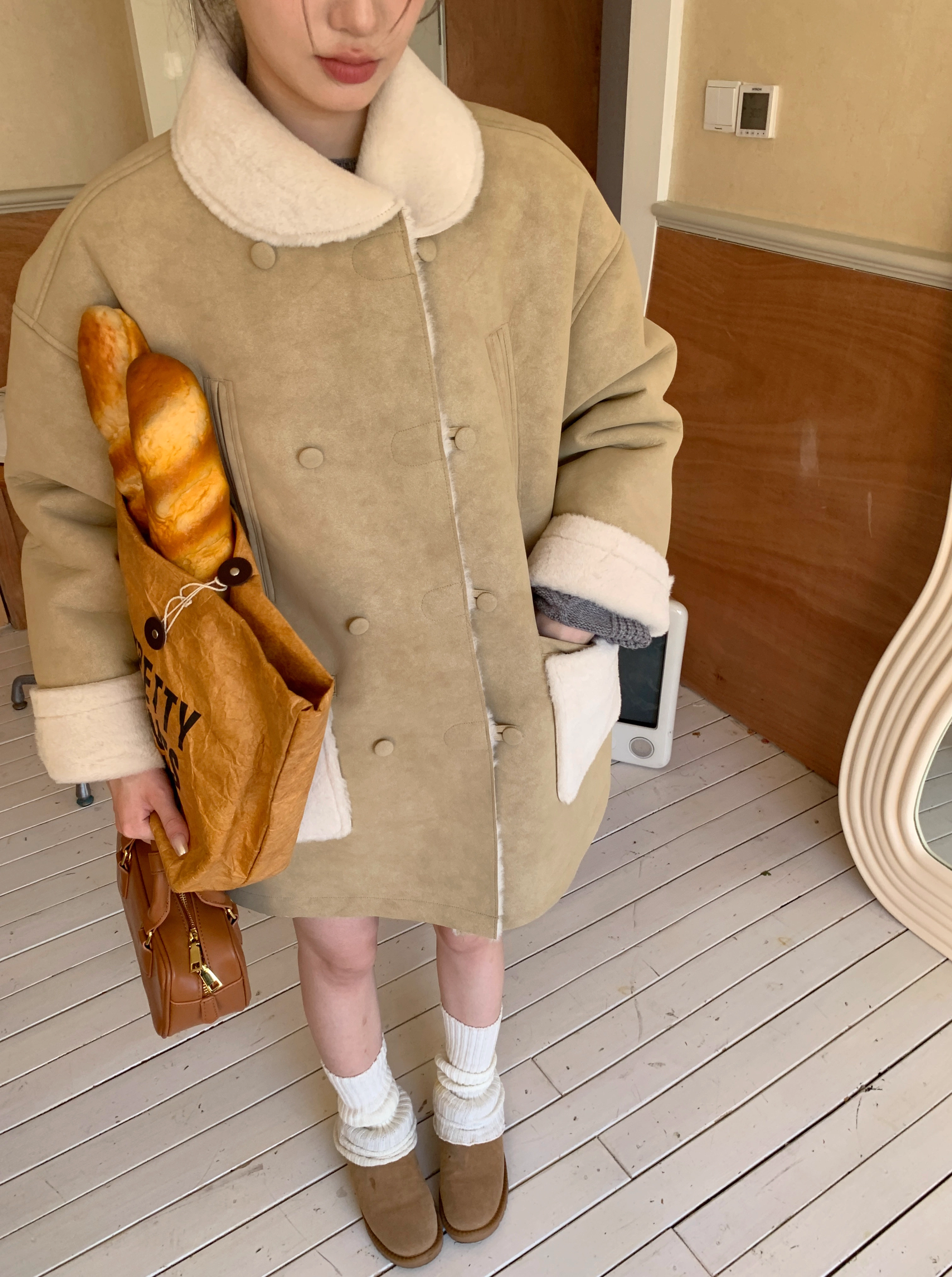 Momonana Light Brown Loose Lapel Coat
