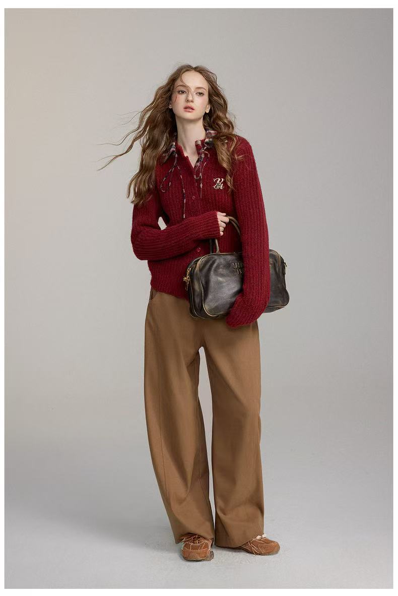 VIA PITTI V24DK290 Plaid patchwork cardigan