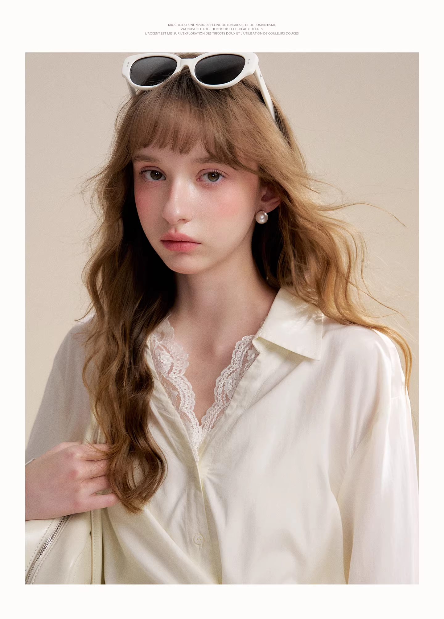 Kroche KBS4016 Lace patchwork long sleeved shirt