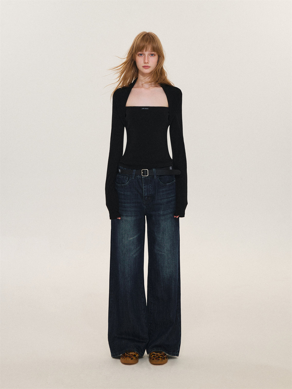 Asgony ASG26612 Faux-Layered Long-Sleeve Top