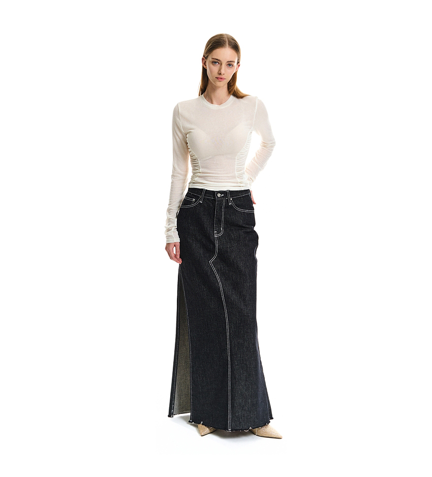 Guse Slit Maxi Denim Skirt