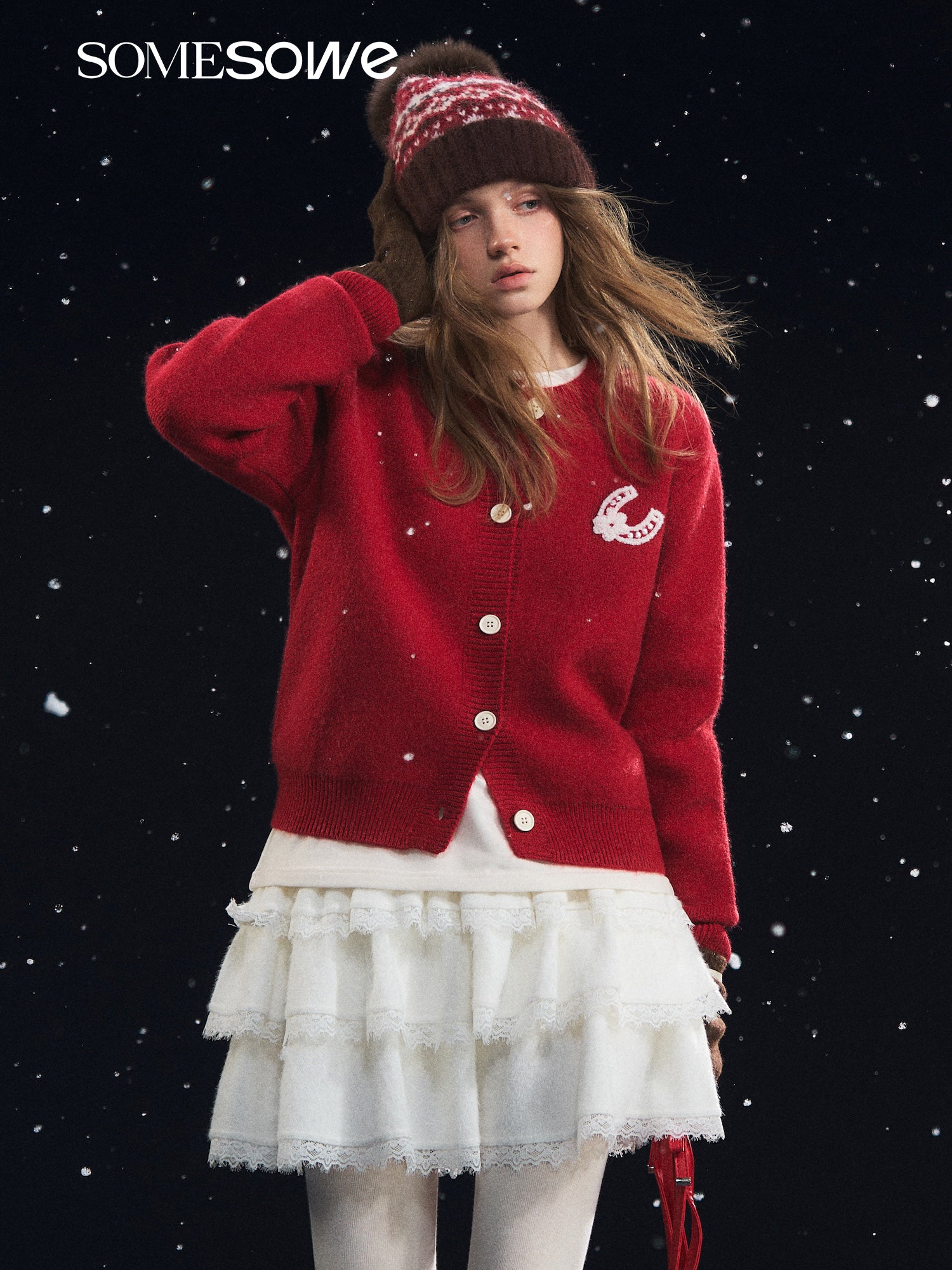 SOMESOWE S2508317 Lucky Pony Round Neck Cardigan