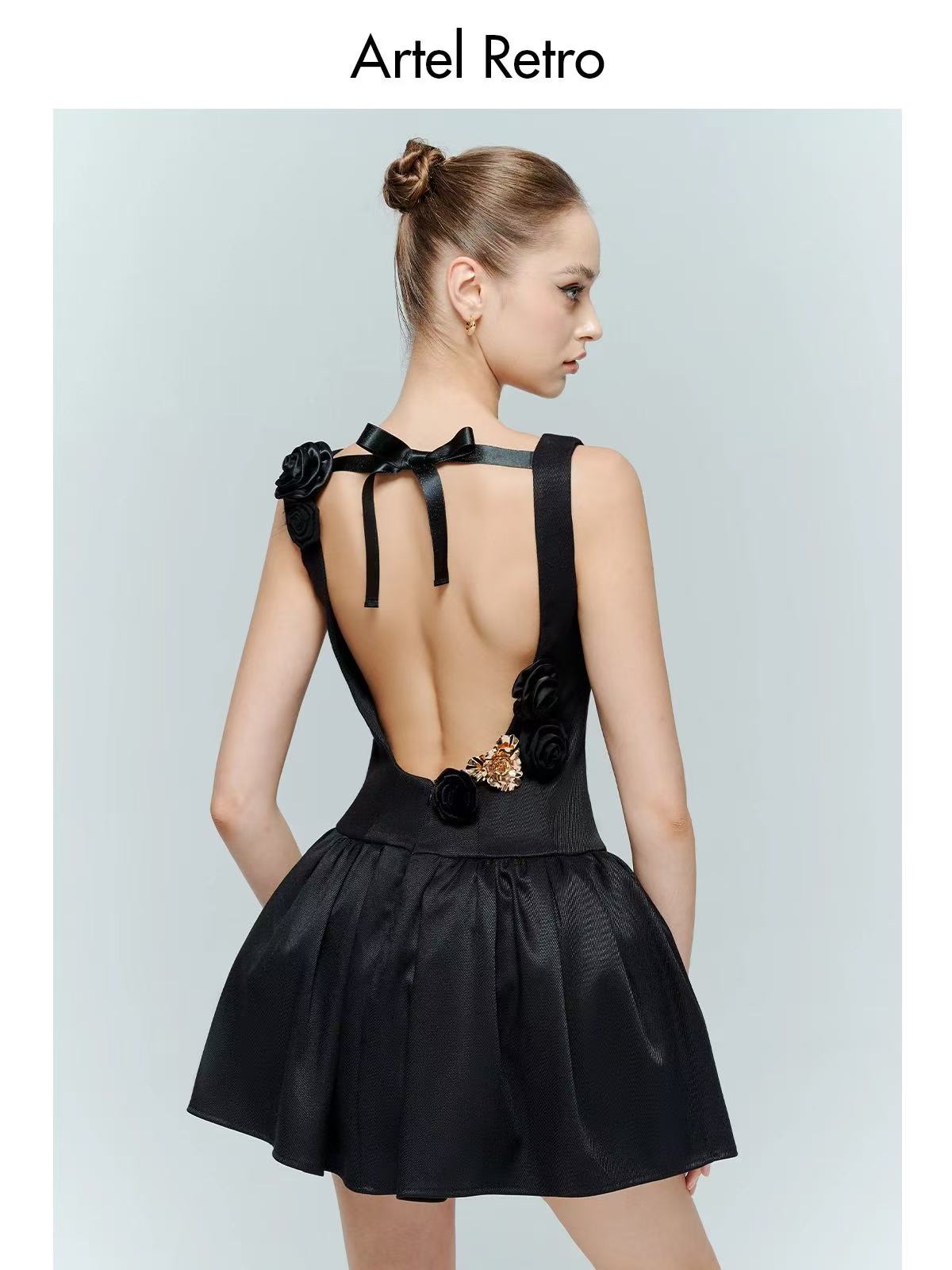 Artel Retro AR-24AW-D008 Backless floral puffy dress (2color)