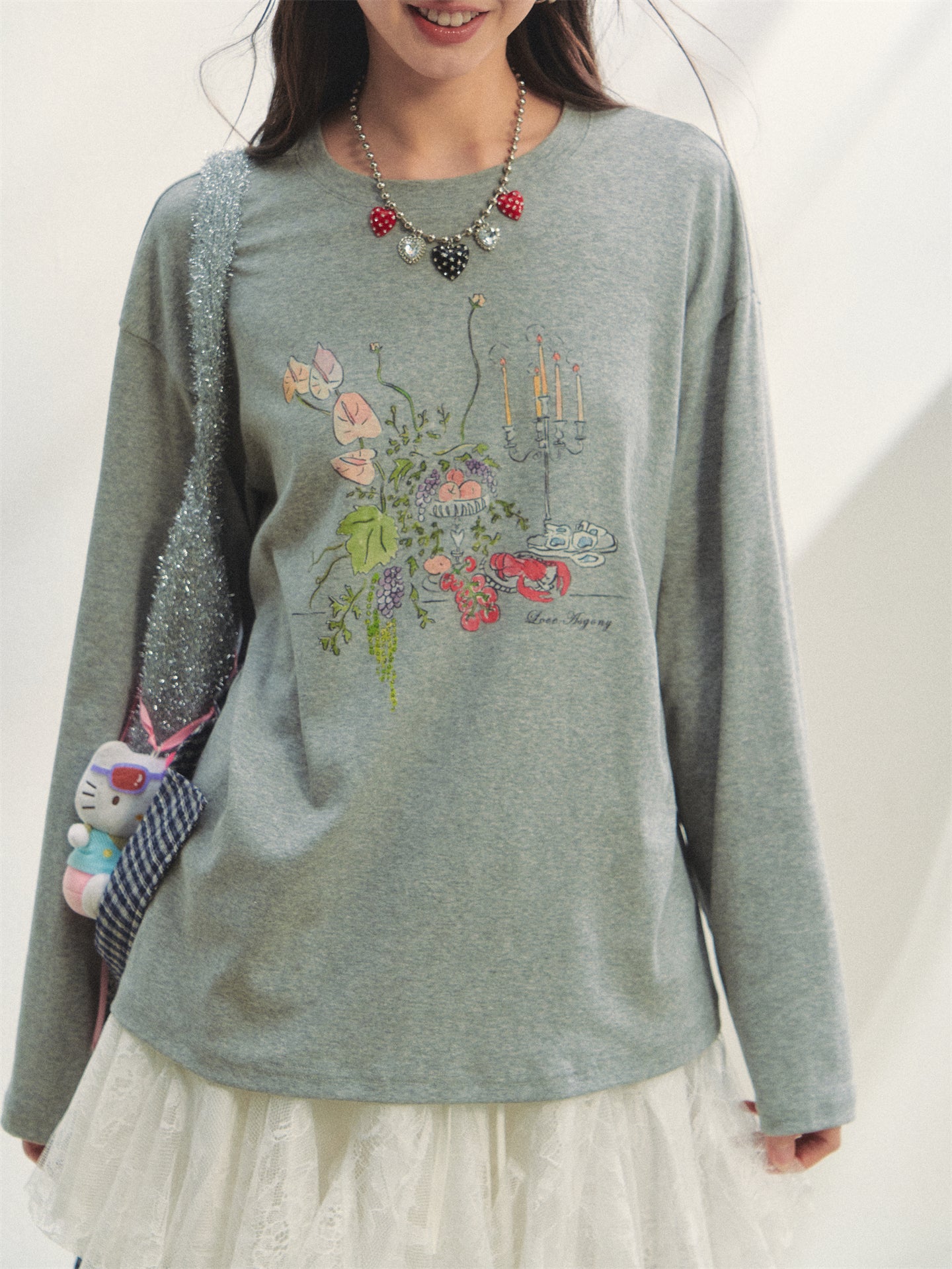 AsGony ASG25302 Flower printed top (2color)