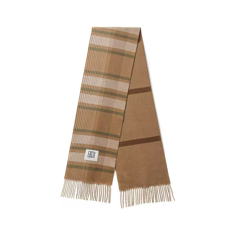 EDGII ED50AW11001&ED50AW11002 Plaid double-sided wool scarf