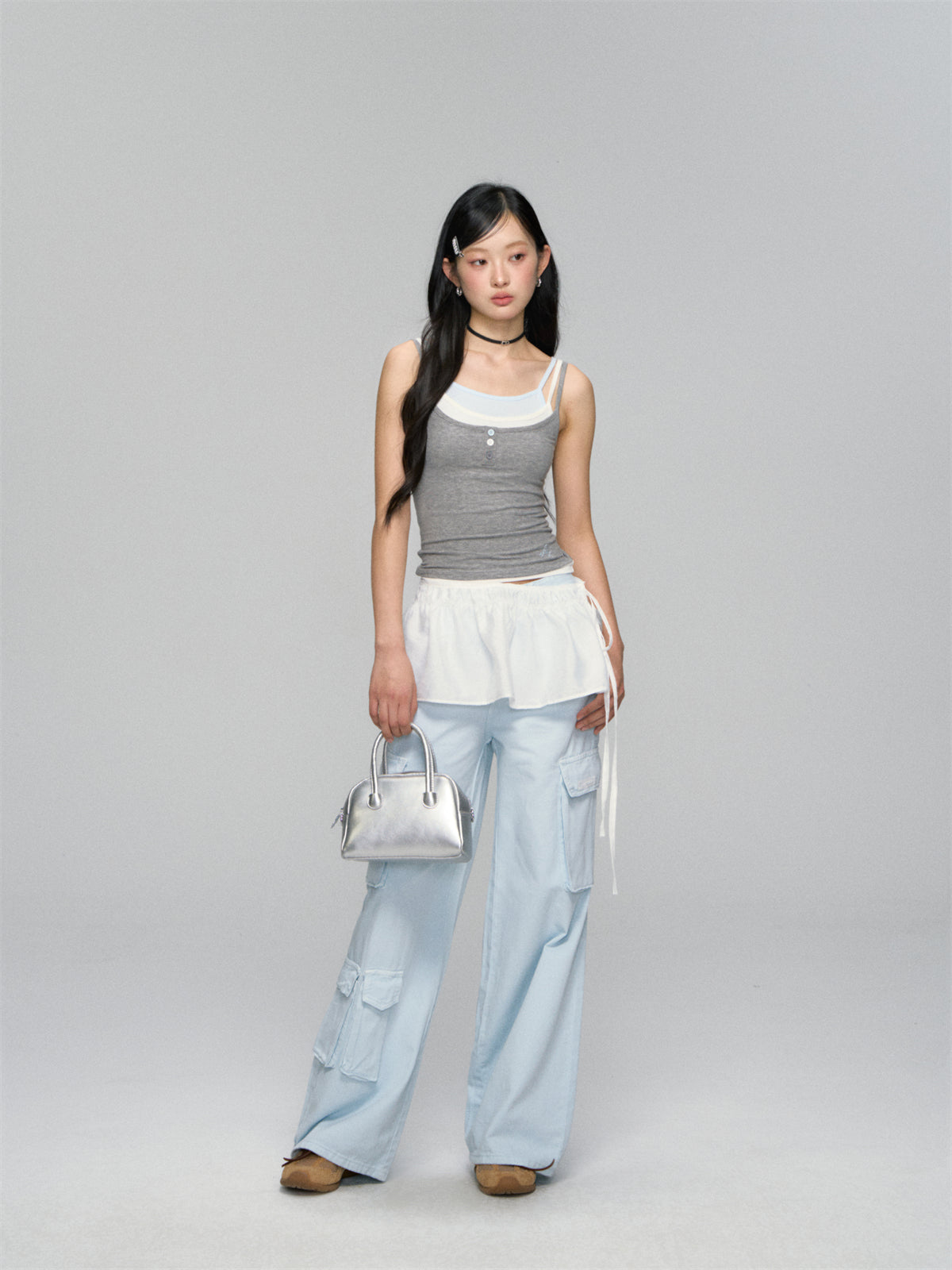 AsGony ASG25153 Wide leg workwear straight leg jeans (3color)