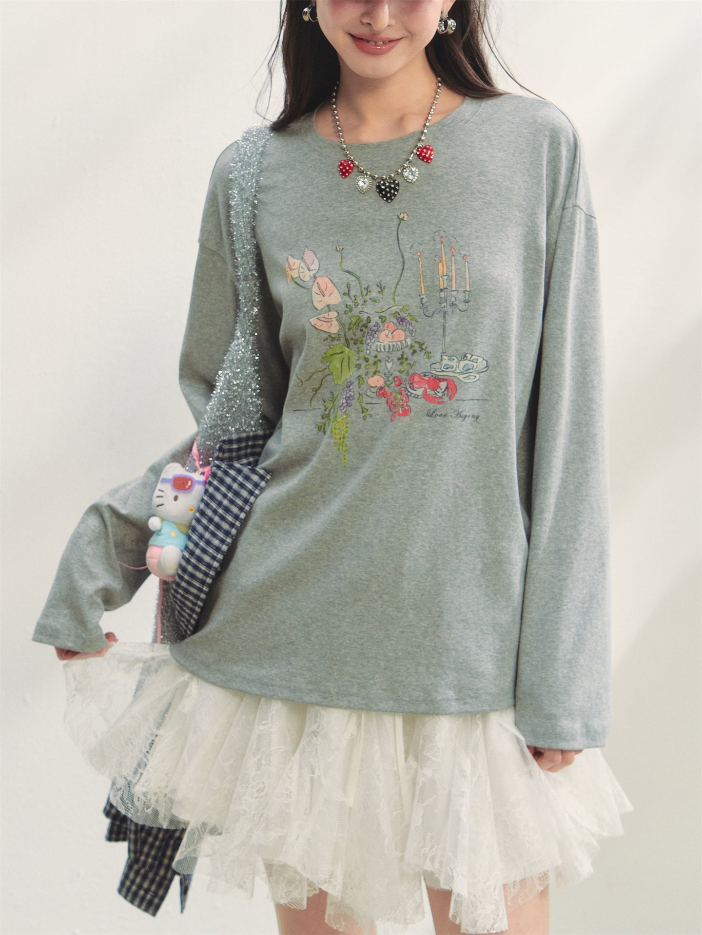 AsGony ASG25302 Flower printed top (2color)